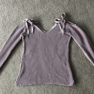 Tillys light pink open shoulder sweater